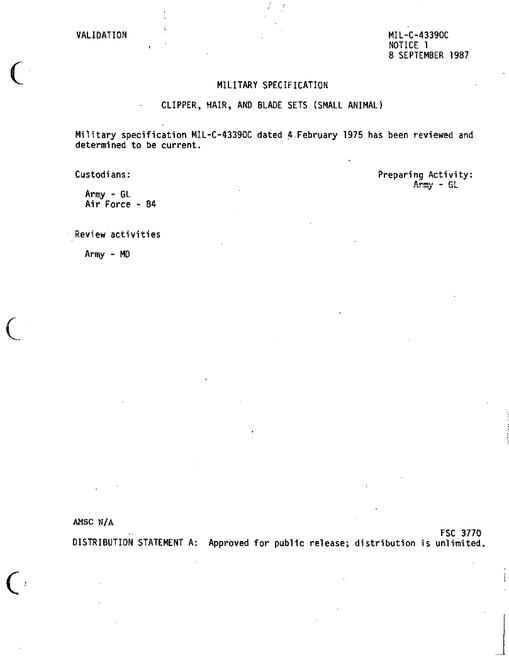 MIL MIL-C-43390C Notice 1 - Validation