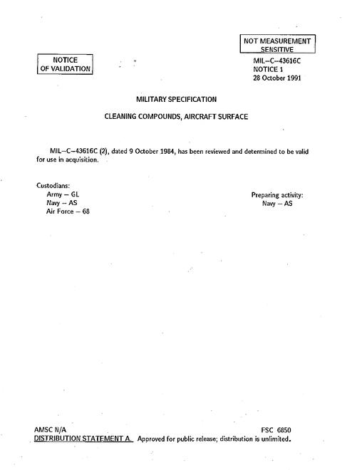 MIL MIL-C-43616C Notice 1 - Validation
