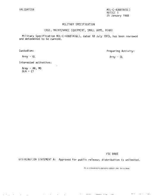 MIL MIL-C-43681A Notice 1 - Validation