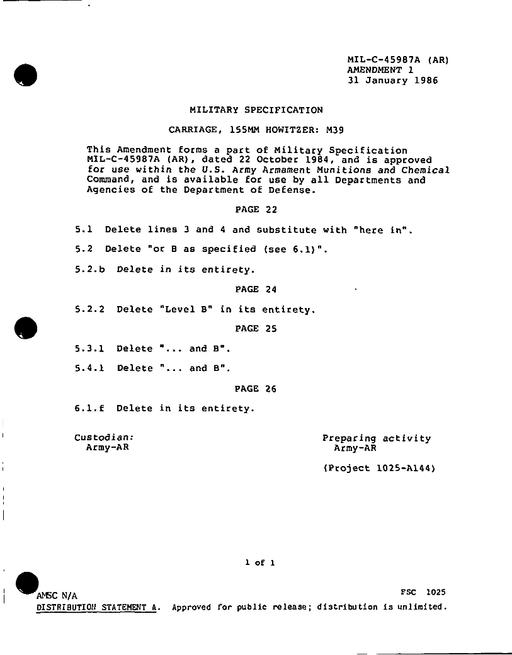 MIL MIL-C-45987A Amendment 1