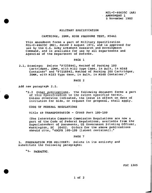 MIL MIL-C-46635C Amendment 1