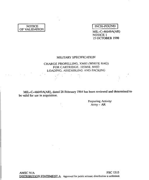 MIL MIL-C-46649A Notice 1 - Validation