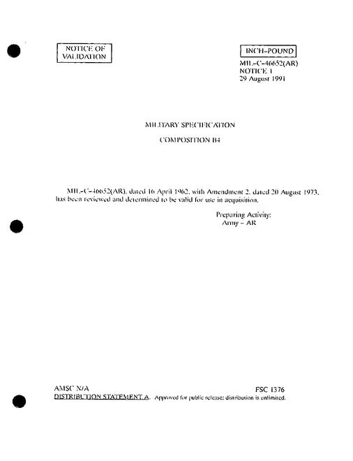 MIL MIL-C-46652 Notice 1 - Validation