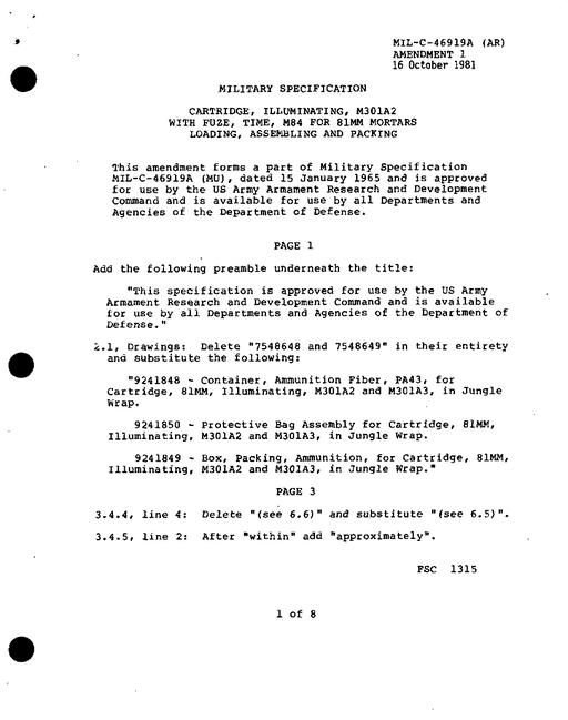 MIL MIL-C-46919A Amendment 1