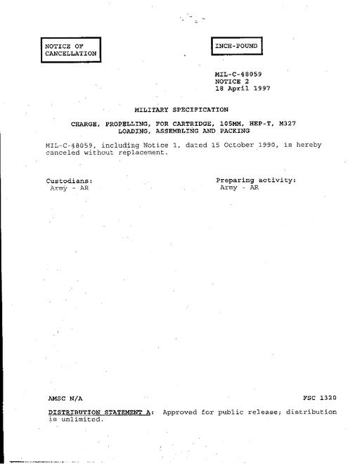 MIL MIL-C-48059 Notice 2 - Cancellation