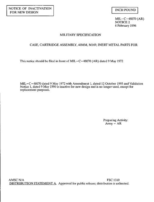 MIL MIL-C-48070 Notice 2 - Inactivation