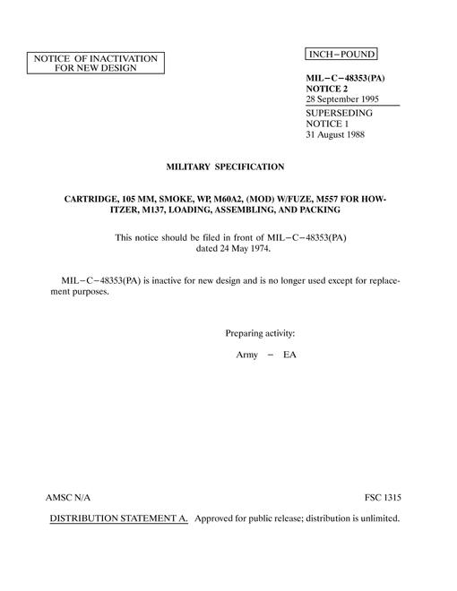 MIL MIL-C-48353 Notice 2 - Inactivation