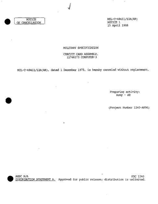 MIL MIL-C-48411/12 Notice 1 - Cancellation