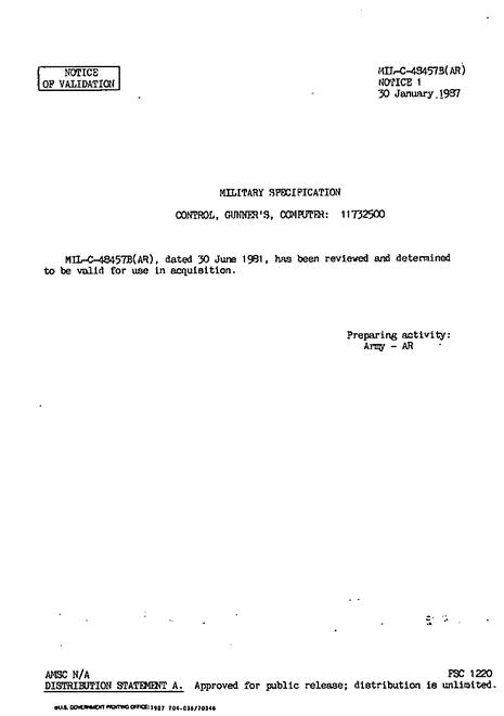MIL MIL-C-48457B Notice 1 - Validation