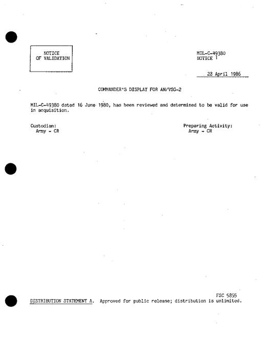 MIL MIL-C-49380 Notice 1 - Validation