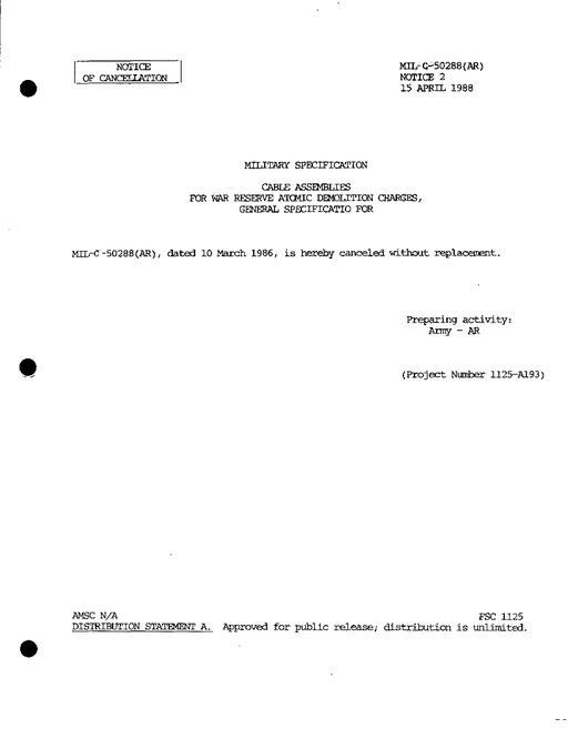 MIL MIL-C-50288 Notice 2 - Cancellation