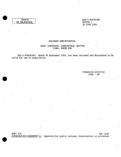 MIL MIL-C-50458 Notice 1 - Validation