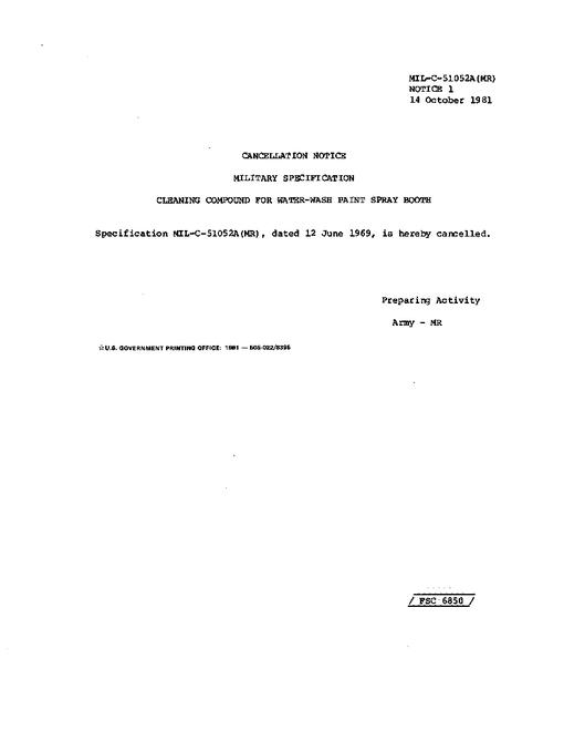 MIL MIL-C-51052A Notice 1 - Cancellation