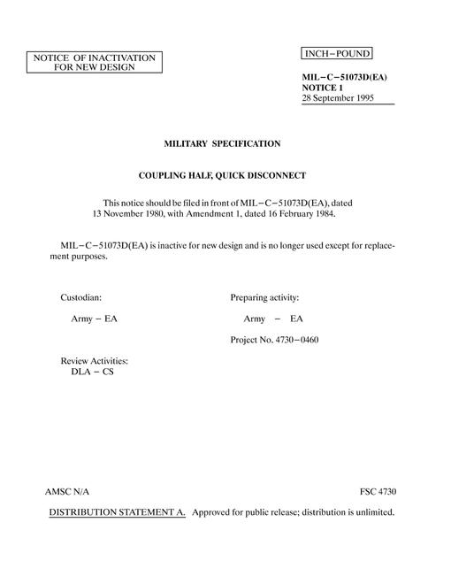 MIL MIL-C-51073D Notice 1 - Inactivation
