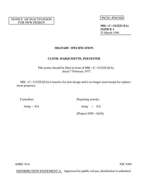 MIL MIL-C-51232C Notice 1 - Inactivation