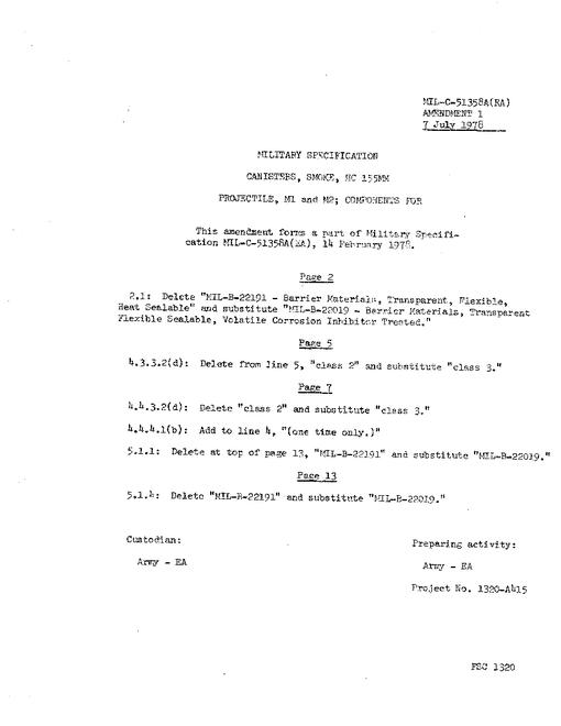 MIL MIL-C-51358A Amendment 1