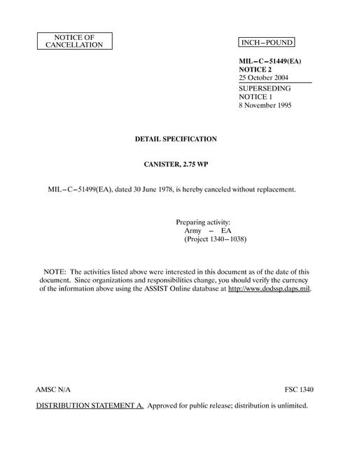 MIL MIL-C-51449 Notice 2 - Cancellation