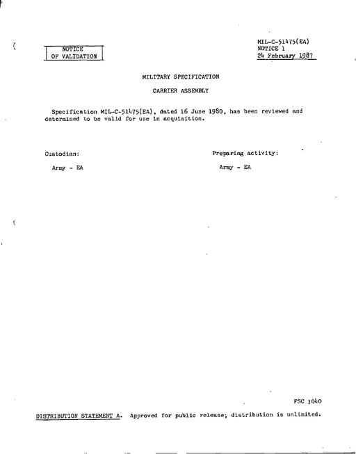 MIL MIL-C-51475 Notice 1 - Validation