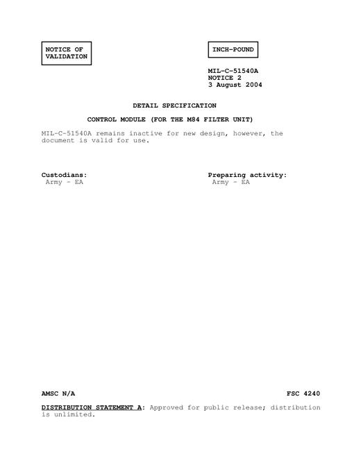 MIL MIL-C-51540A Notice 2 - Validation