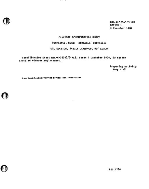 MIL MIL-C-52545/3 Notice 1 - Cancellation