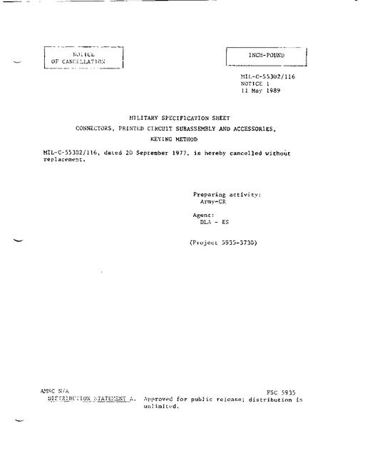 MIL MIL-C-55302/116 Notice 1 - Cancellation