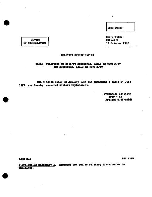 MIL MIL-C-55462 Notice 2 - Cancellation