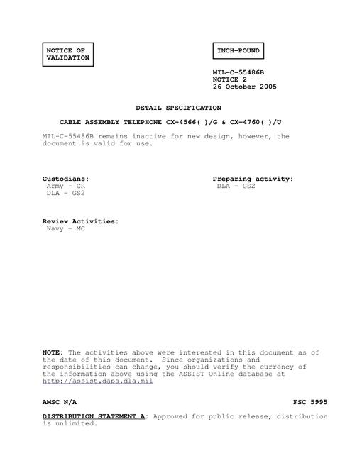 MIL MIL-C-55486B Notice 2 - Validation