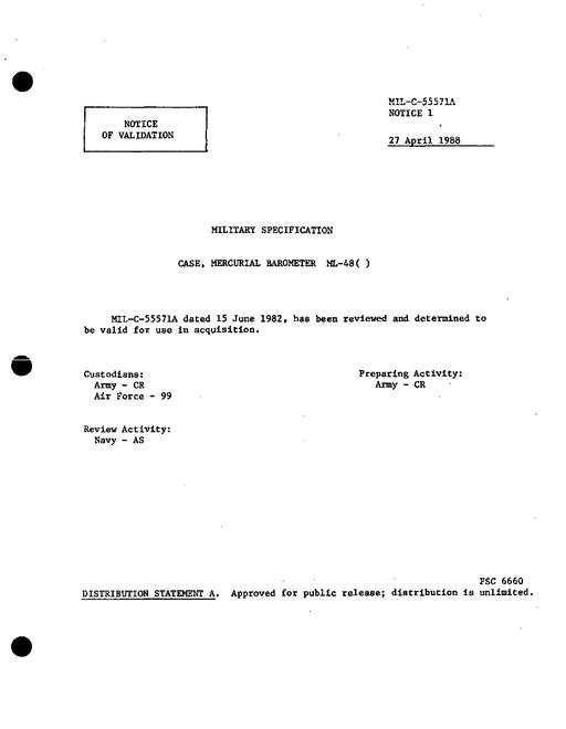 MIL MIL-C-55571A Notice 1 - Validation