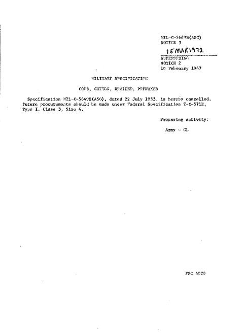 MIL MIL-C-5649B Notice 3 - Cancellation