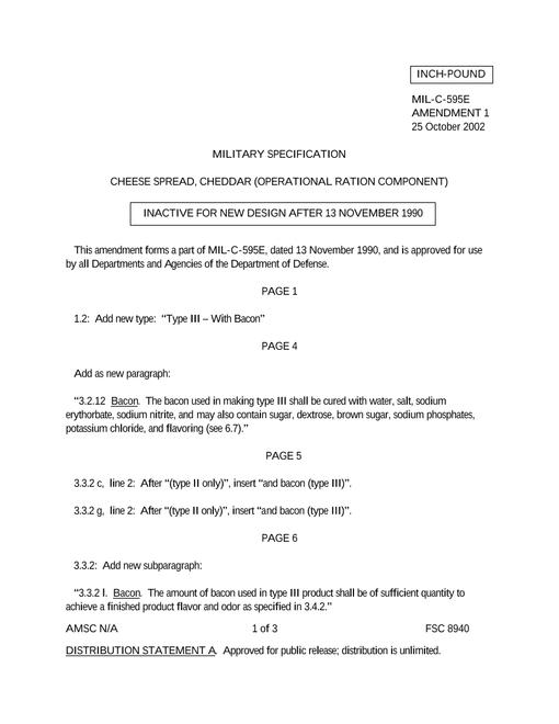 MIL MIL-C-595E Amendment 1
