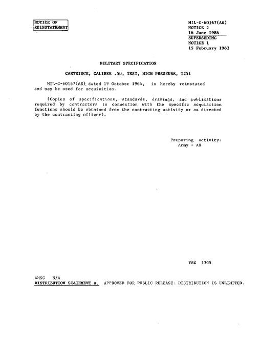 MIL MIL-C-60167 Notice 2 - Reactivation