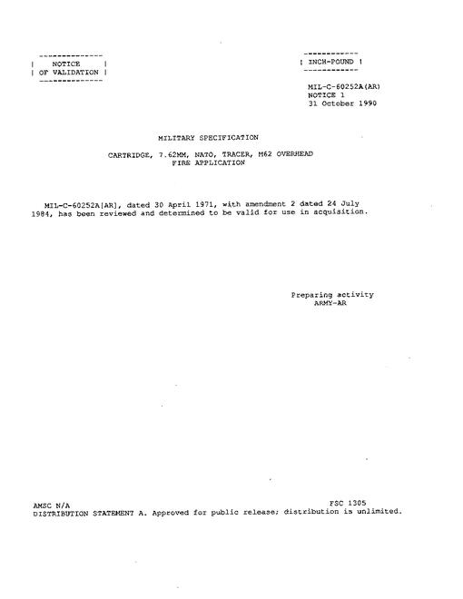 MIL MIL-C-60252A Notice 1 - Validation
