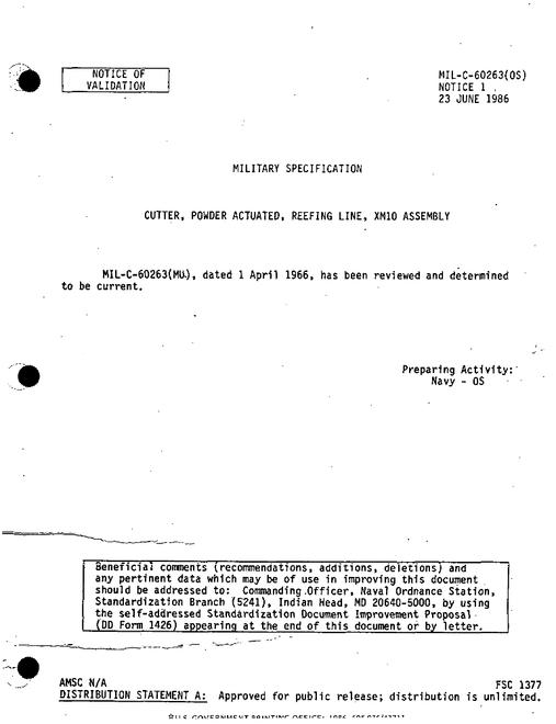 MIL MIL-C-60263 Notice 1 - Validation