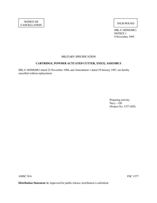 MIL MIL-C-60588 Notice 1 - Cancellation