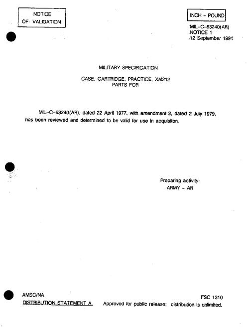 MIL MIL-C-63240 Notice 1 - Validation