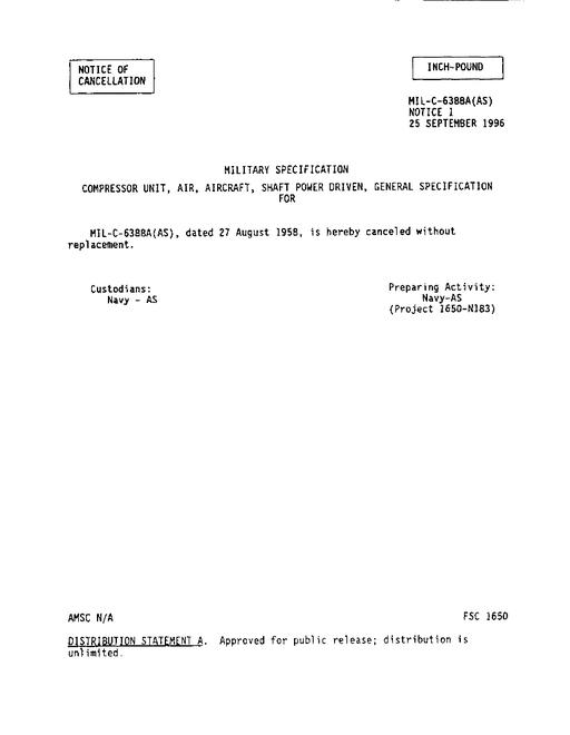 MIL MIL-C-6388A Notice 1 - Cancellation