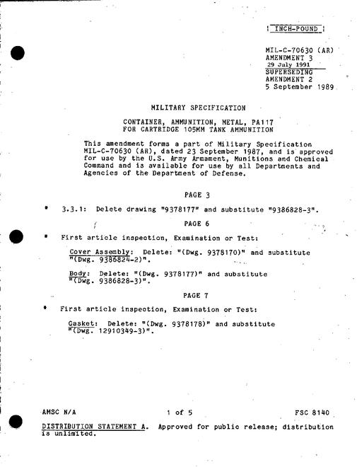 MIL MIL-C-70630 Amendment 3