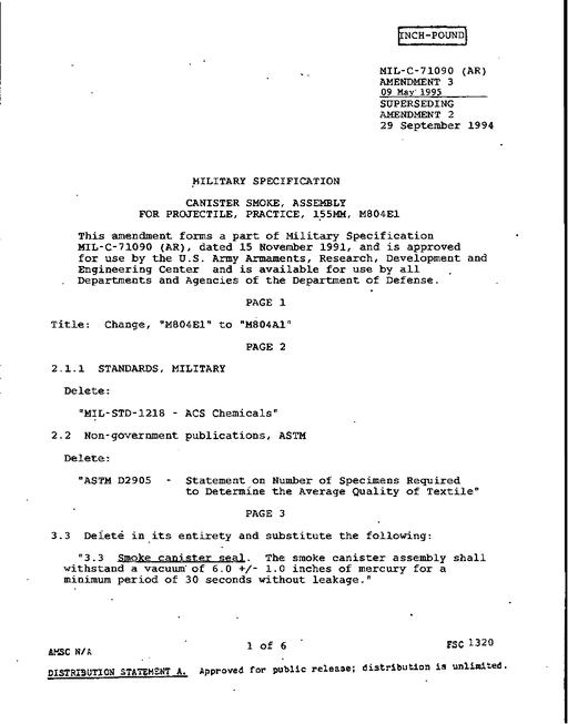 MIL MIL-C-71090 Amendment 3