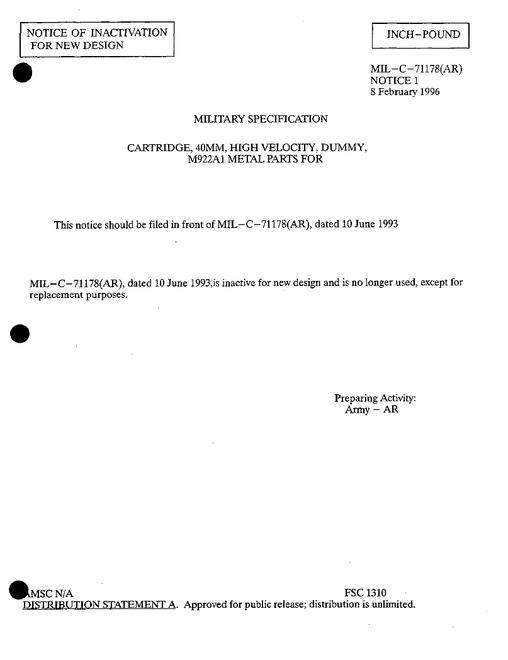 MIL MIL-C-71178 Notice 1 - Inactivation