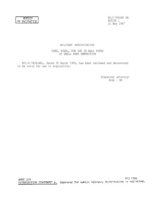 MIL MIL-C-782B Notice 1 - Validation