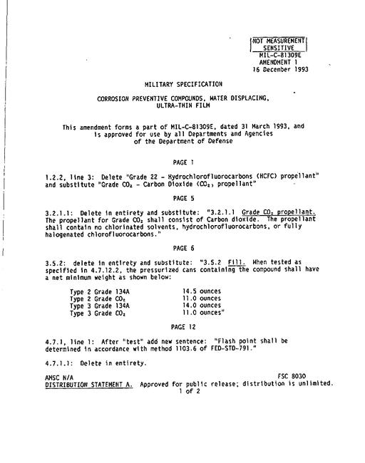 MIL MIL-C-81309E Amendment 1
