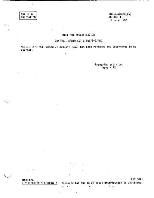 MIL MIL-C-81470 Notice 1 - Validation