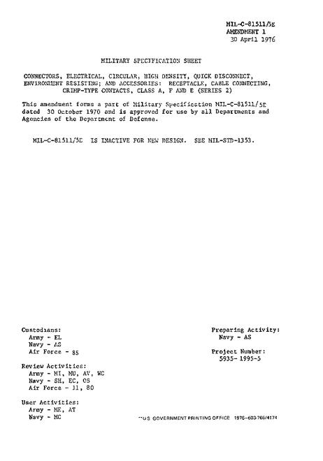 MIL MIL-C-81511/5E Amendment 1
