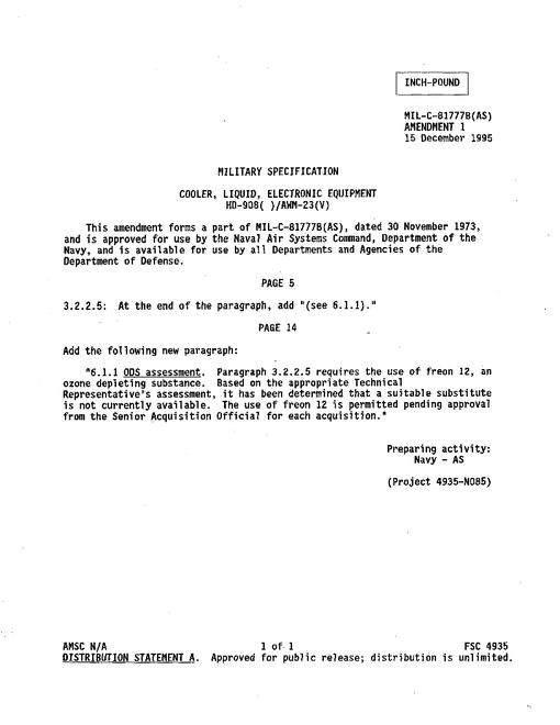 MIL MIL-C-81777B Amendment 1