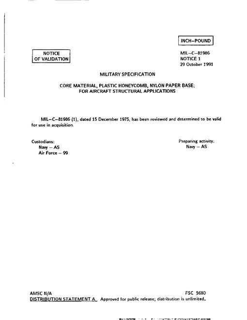 MIL MIL-C-81986 Notice 1 - Validation