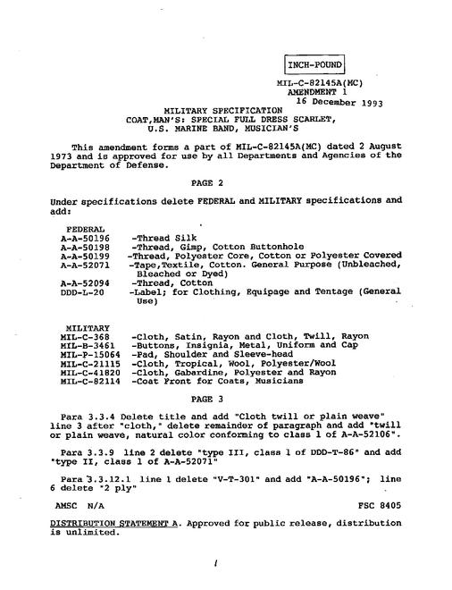 MIL MIL-C-82145A Amendment 1