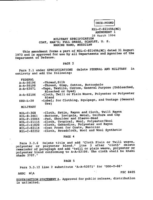 MIL MIL-C-82149A Amendment 1