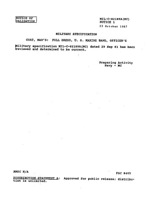 MIL MIL-C-82189A Notice 1 - Validation