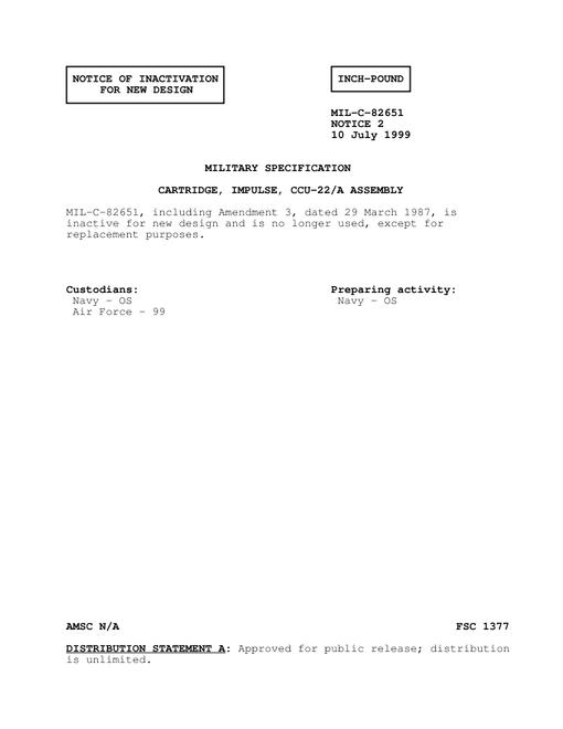 MIL MIL-C-82651 Notice 2 - Inactivation