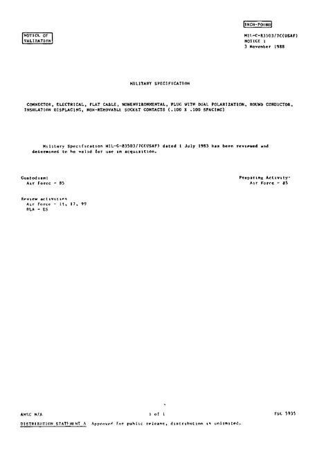 MIL MIL-C-83503/7C Notice 1 - Validation